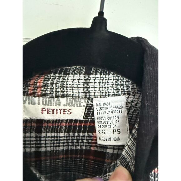 Vintage Victoria Jones Women’s Petite Small Halloween Fall Plaid Button Down Shi - Picture 2 of 4